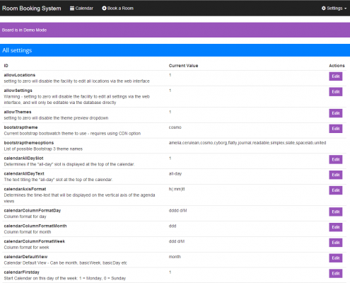 Room Booking System Settings