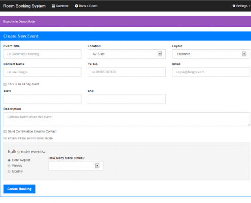 Room Booking System Add Event