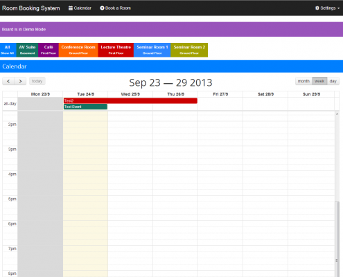 Room Booking System Week View