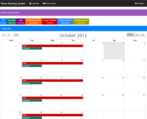 Room Booking System month view